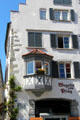 Stepped roof building with oriel window. Lindau im Bodensee, Germany.