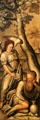 Elijah being fed bread by an angel in the wilderness painting on wood by Dutch Master at Museum of Bread and Art. Ulm, Germany.