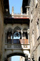Gothic-style bridge over Bishop Street. Barcelona, Spain