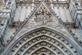 Gothic facade of Cathedral of Holy Cross & Saint Eulalia. Barcelona, Spain.