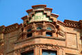 Crown detail of General Catalana de Electricidad building. Barcelona, Spain.