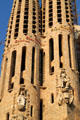 Towers of Apostles James & Bartholomew at Sagrada Familia. Barcelona, Spain.