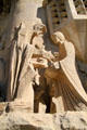 Pontius Pilate washing his hands on Passion Facade at Sagrada Familia. Barcelona, Spain.