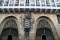 Noted parabolic doorways of Palau Güell. Barcelona, Spain.