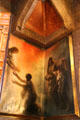 Painting in corner of central hall at Palau Güell. Barcelona, Spain.