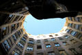 Open air central courtyard well of Casa Milà. Barcelona, Spain.