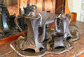 Art Nouveau coffee service in dining room of museum apartment at Casa Milà. Barcelona, Spain.