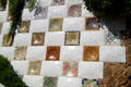 Mosaic walls near entrance of Parc Güell. Barcelona, Spain.