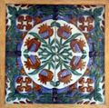 Modernista tile at Gaudi House Museum in Parc Güell. Barcelona, Spain.