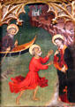 Detail of calling of St Peter & Andrew on Altarpiece of Sts Michael & Peter by Bernat Despuig & Jaume Cirera at Museu Nacional d'Art de Catalunya. Barcelona, Spain.