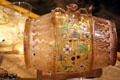 Enameled small glass barrel at Museu d'Arqueologia de Catalunya. Barcelona, Spain.
