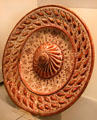 Plate with rows of leaves in relief at Ceramics Museum of Barcelona. Barcelona, Spain.