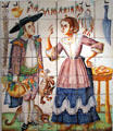 Kitchen scene Valencia at Ceramics Museum of Barcelona. Barcelona, Spain.