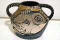 Clay pot with fish by Picasso at Ceramics Museum of Barcelona. Barcelona, Spain.