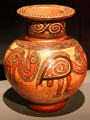 Ceramic vase with painted birds from Panama at Barbier Mueller Precolumbian Art Museum. Barcelona, Spain.