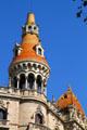 Turrets of Casa Antoni Rocamora at Passeig de Gràcia 6. Barcelona, Spain
