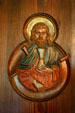 Carved saint in Haut Koenigsbourg. France.
