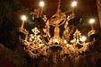 Chandelier with jousting knight in Haut Koenigsbourg. France.
