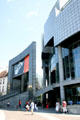Front entrance facade of Bastille Opera House. Paris, France.