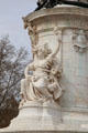 Liberty symbol on base of French Revolution monument at Place de la République. Paris, France