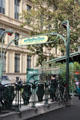 Metro entrance at Cité Bird & Flower Market. Paris, France.