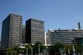 Modern office buildings near Gare de Lyon including curved RATP metro headquarters. Paris, France.