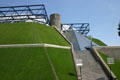 Grass covered outer walls of Palais Omnisports de Paris-Bercy. Paris, France.