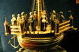 Gold & silver ship reliquary of St Ursula by Raymond Guyonnet in Tau Palace. Reims, France.