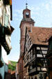 Church on rue des trois Eglises. Riquewihr, France.