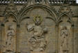 Christ with orb & angels on facade of St Stephen's Cathedral. Sens, France.