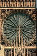Outside of rose window over central door of Cathedral. Strasbourg, France