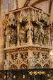 Gothic pulpit in Cathedral. Strasbourg, France.