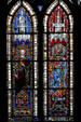 Stained glass portraits of kings in Cathedral. Strasbourg, France.