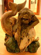 Pottery fountain of ape playing with dolphin called Consul s'amuse by Jean-Désiré Ringel d'Illzach in Museum of Modern Art. Strasbourg, France.