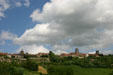 Skyline of town on hilly ridge. Vézelay, France.