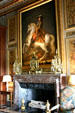 Equestrian portrait of Louis XIV in King's antechamber or library in Vaux-le-Vicomte chateau. Melun, France