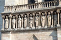 Row of kings details on western facade of Notre Dame Cathedral. Paris, France.