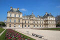 Flower beds before Luxembourg Palace in Luxembourg Gardens. Paris, France.