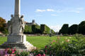 Monument to Auguste Scheurer-Kestner by Jules Dalou at Luxembourg Gardens with view beyond to Paris Observatory. Paris, France.