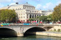 Théâtre de la Ville over Napoleonic bridge crossing River Seine. Paris, France.