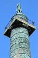 Napoleon I atop Place Vendome column celebrates victory over Russia & Austria. Paris, France