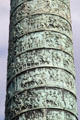 Battle scenes with overall design by sculptor Pierre-Nolasque Bergeret spiral up Place Vendome column as inspired by Roman Trajan's Column in Rome. Paris, France.