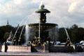 Fountain of Seas marks maritime commerce & industry of France by Jacques Ignace Hittorff in southern position on Place de la Concorde. Paris, France.