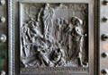 Detailed panel from Ten commandment bronze doors of Église de la Madeleine. Paris, France.