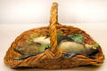 Ceramic basket with models of fish & eels by August Chauvigné of Tours at Museum of Decorative Arts. Paris, France.
