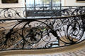 Art Nouveau iron banister of spiral staircase at Petit Palace Museum. Paris, France.