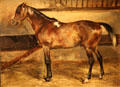Brown horse in stable painting by Théodore Géricault at Petit Palace Museum. Paris, France.