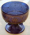 Footed glass bowl painted with floral & vegitable garland from Venice at Petit Palace Museum. Paris, France.