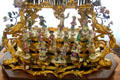 Meissen Orchestra Apes on platform base of baroque clock at Petit Palace Museum. Paris, France.