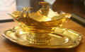 Gilded silver sauce dish by Claude-Nicolas Delanoy & platter by Charles-Louis-Auguste Friman at Petit Palace Museum. Paris, France.